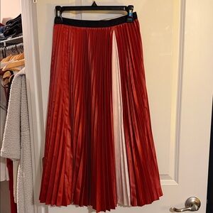 Ted Baker London Red and Cream Pleated A-Line Skirt